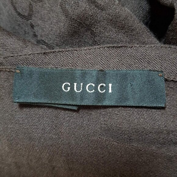 Auth GUCCI - Dark Brown Wool Silk Scarf - Picture 3 of 5